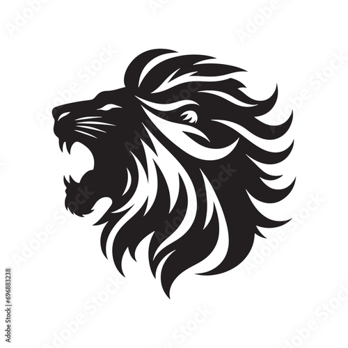 Dominance and Elegance: A Striking Silhouette of a Lion's Face, Showcasing the Magnificent Mane and Piercing Gaze - Lion Face Silhouette

