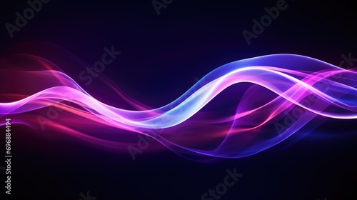 Neon color glowing lines background, high-speed light trails effect