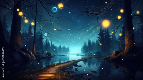 Most beautiful stary night with moon wallpaper.