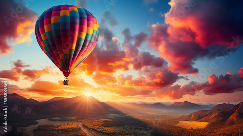Hot Air Balloon in a Colorful Sky