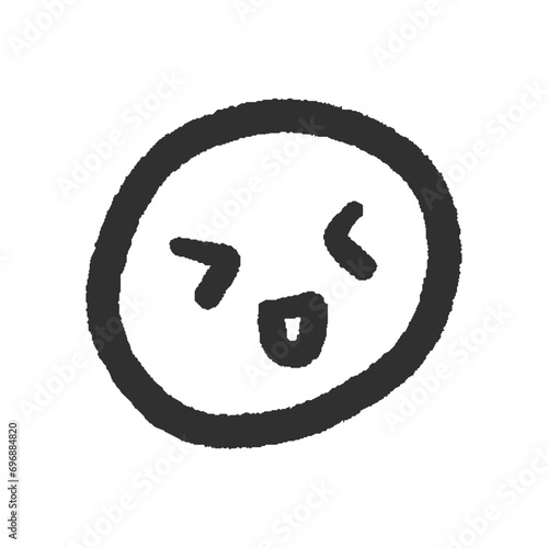 手書きのかわいい笑顔の顔文字 - シンプルな線画の絵文字のデザイン素材

