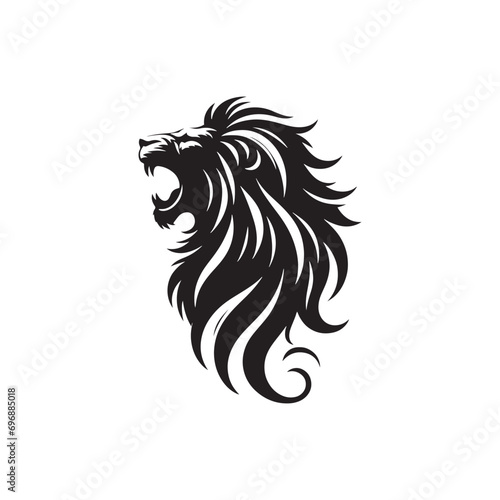 Roaring Lion Silhouette: African Savanna King, Powerful Roar Frozen in Striking Shadow - Lion Roaring Silhouette
