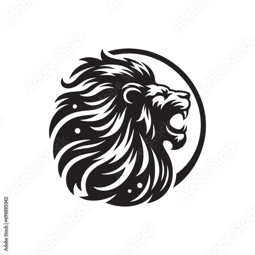 Lion Roaring Silhouette: Wild Beast's Thunderous Roar, Untamed Majesty in Darkened Form - Roaring Lion Silhouette

