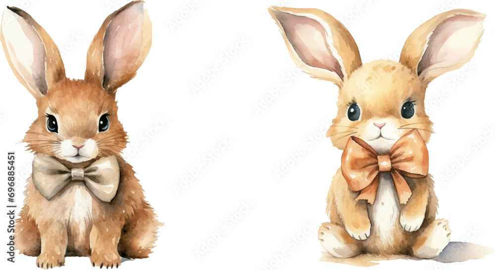 Fototapeta premium watercolor of cute bunny