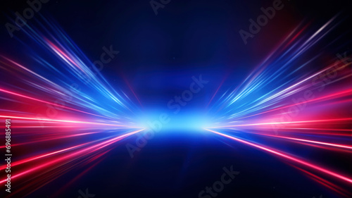 abstract background with blue and red rays of light in the dark