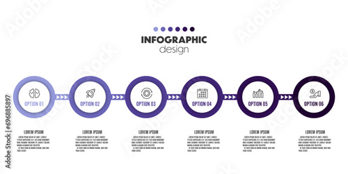 Vector circle timeline for infographics, template for diagrams, graphs, presentations and business concept charts with 6 options..