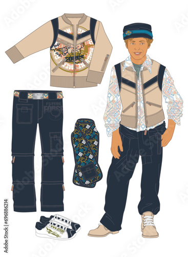 set of vector model and clothes (ID: 696886214)