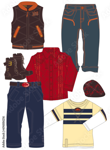 set of vector model and clothes (ID: 696886216)