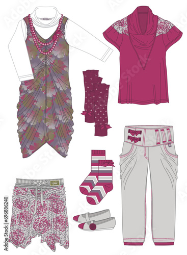 set of vector model and clothes (ID: 696886240)
