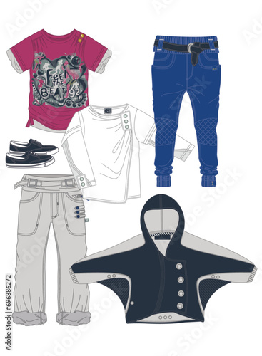 set of vector model and clothes (ID: 696886272)