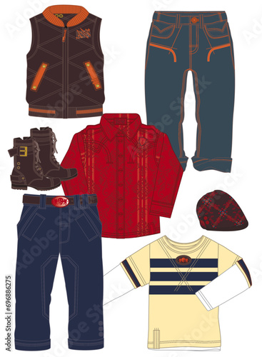 set of vector model and clothes (ID: 696886275)