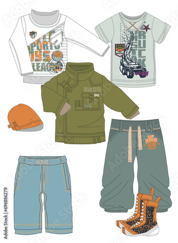 set of vector model and clothes (ID: 696886279)