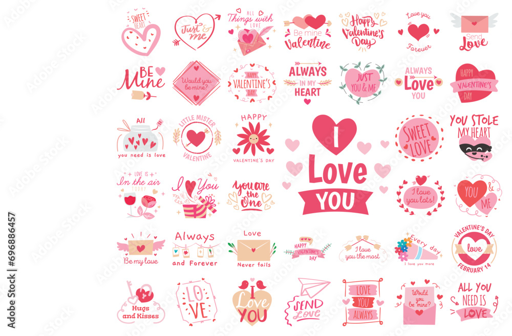 VALENTINE MEGA BUNDLE, Valentine vector Bundle, Valentine's Day Designs, Cut Files Cricut, Silhouette