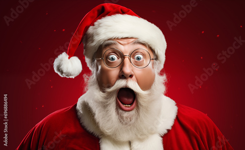 Shocked Santa Claus. Santa's surprised expression.