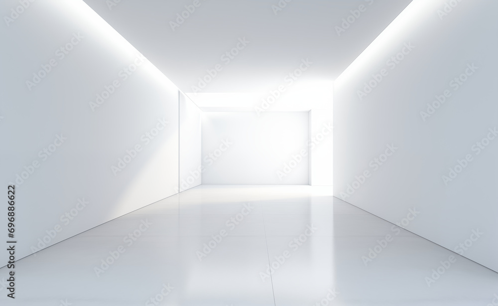 Minimalist empty modern house with a narrow empty corridor of white satin walls. Minimalist empty modern house with a narrow empty corridor of white satin walls.