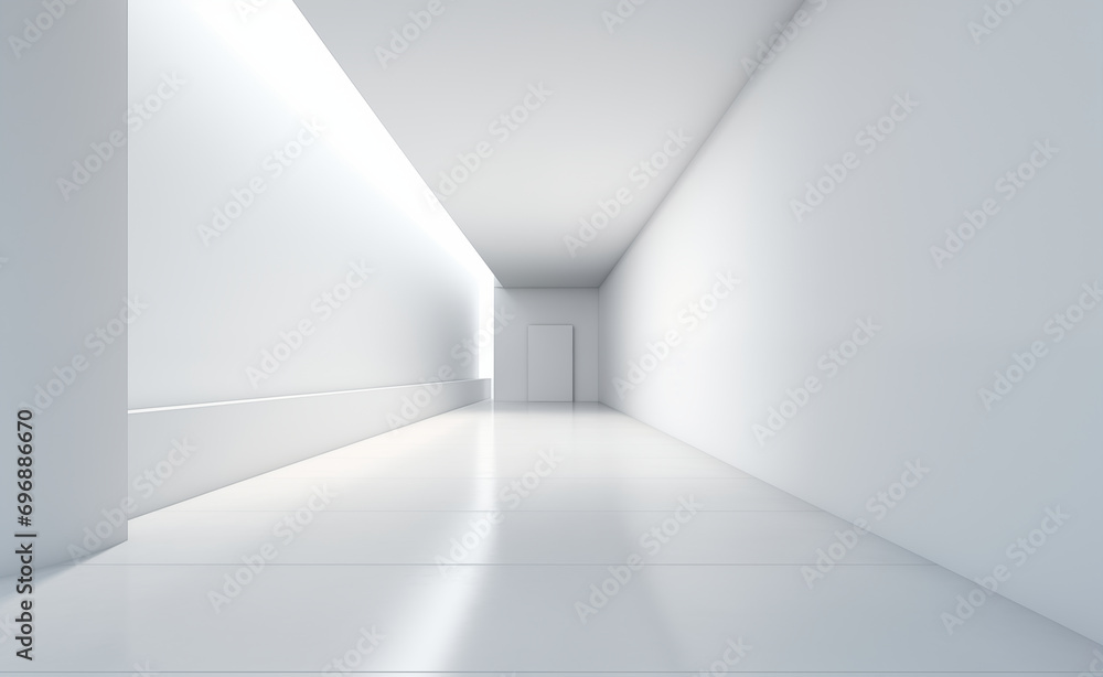 Minimalist empty modern house with a narrow empty corridor of white satin walls. Minimalist empty modern house with a narrow empty corridor of white satin walls.