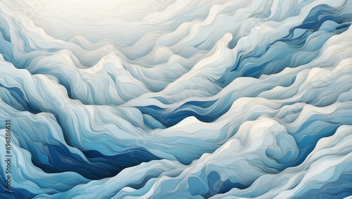 Abstract blue wavy background. Generative Ai
