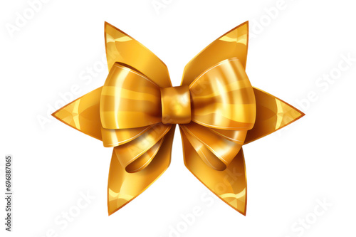 gold ribbon bow on transparent background