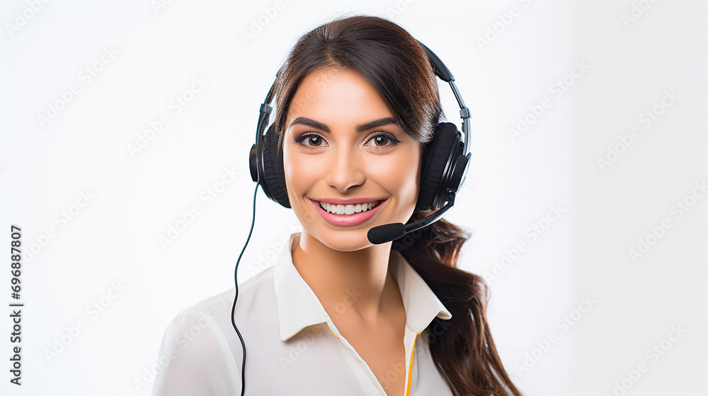Beautiful woman with headset smiling, call center. Beautiful woman with headset smiling, call center.