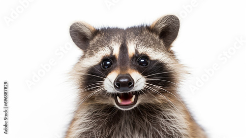 Cute raccoon on a white background.