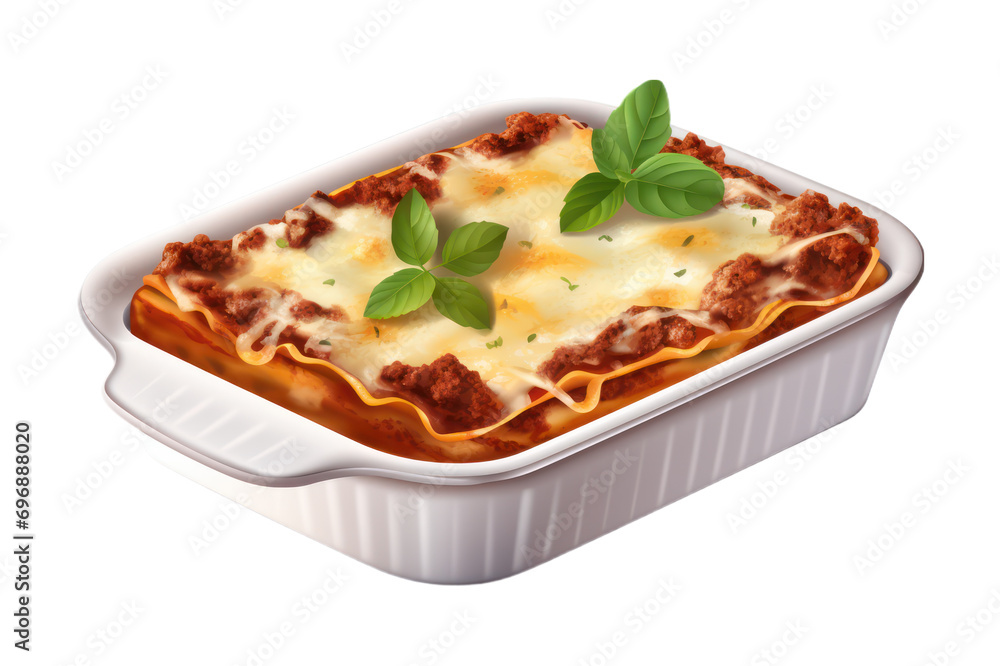 lasagna with sauce on transparent background