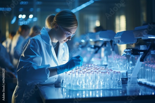 Doctors in the laboratory conduct tests for cancer diagnosis.