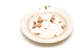 plate after eating meat on white background