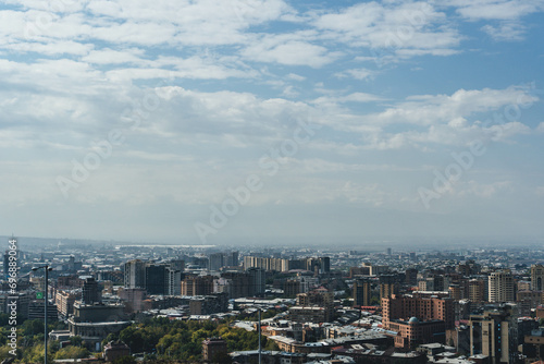 view of the city yerevan with huge many buildings over clear day