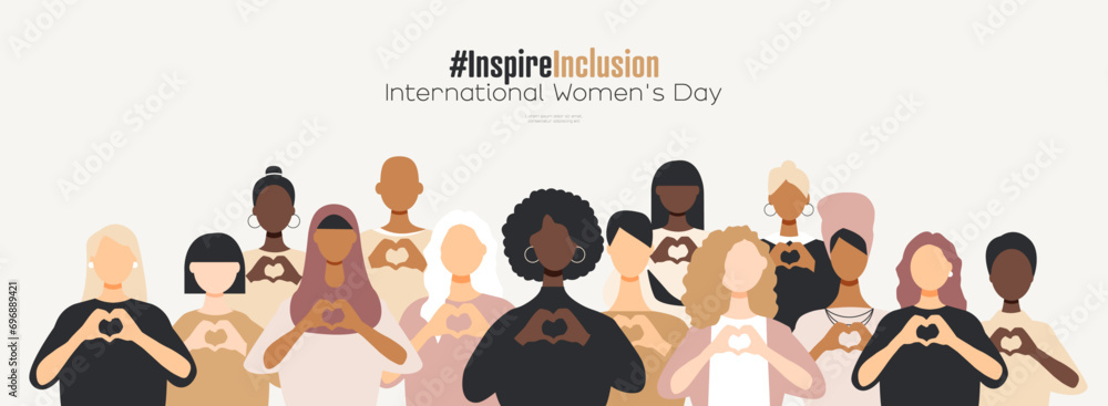 International Women's Day banner. #InspireInclusion - obrazy, fototapety, plakaty 