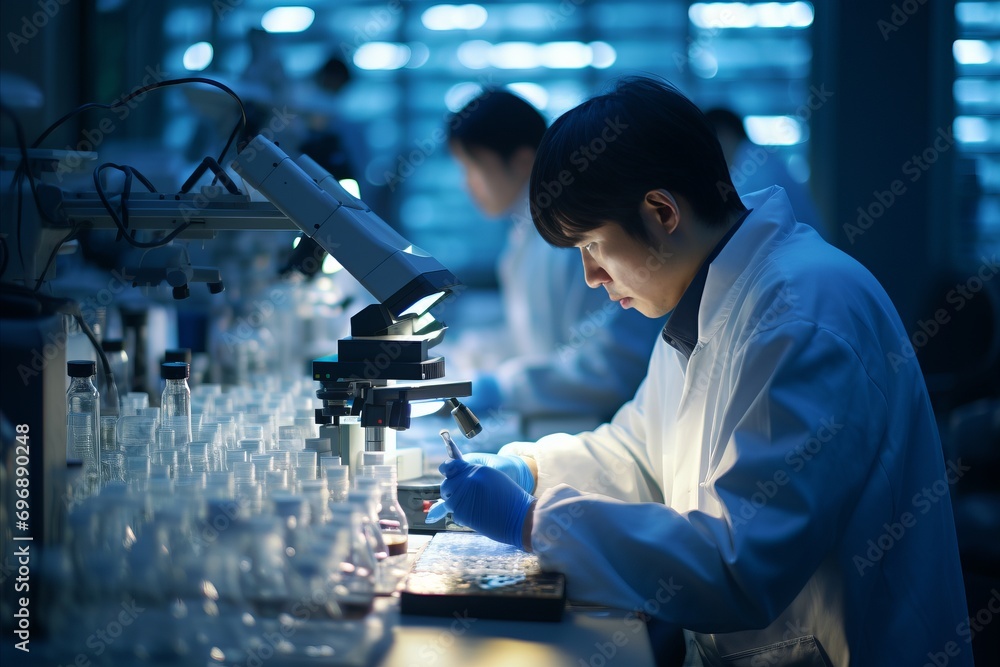 Doctors in the laboratory conduct tests for cancer diagnosis. Doctors in the laboratory conduct tests for cancer diagnosis.