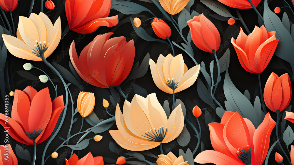 Tulips Creating a Colorful Spectacle. Tulips Creating a Colorful Spectacle.