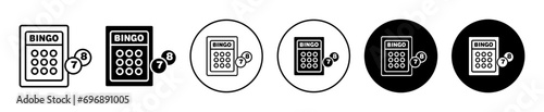 Bingo icon. American bingo game of chance, luck and opportunity play by printed cards or number on paper sheet logo set. gambling bingo game fun activity vector symbol sign 
