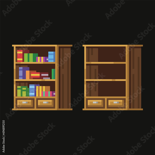 Editable Pixel Vector of Book Shelf Illustration, Good for Stcker, Logo, Icon, Clip art, Etc