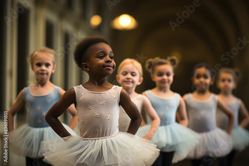 Diverse children enjoying ballet practice photo