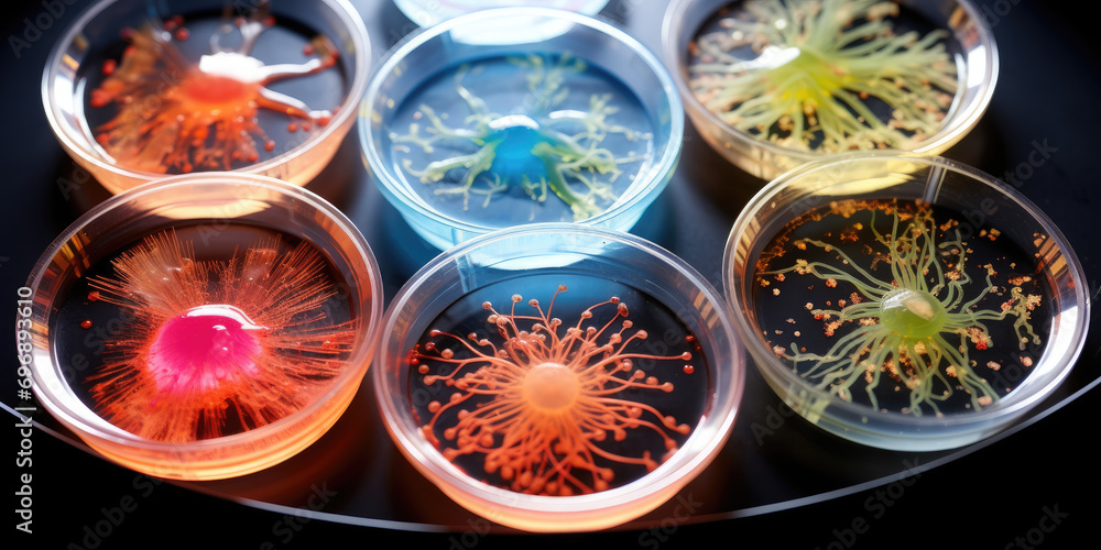 petri dishes with bacteria in the laboratory