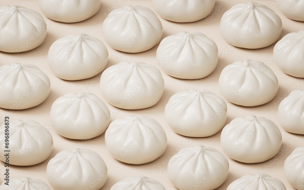 Chinese food steamed stuffed bun baozi, 3d rendering. Chinese food steamed stuffed bun baozi, 3d rendering.