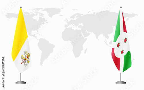 Vatican and Burundi flags for official meeting