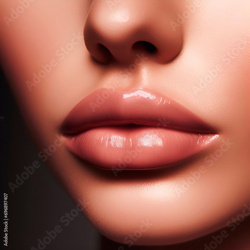Beautiful woman lips closeup. Perfect makeup. Beauty fashion.
