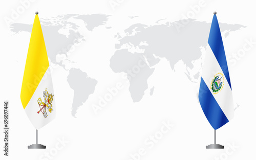 Vatican and El Salvador flags for official meeting