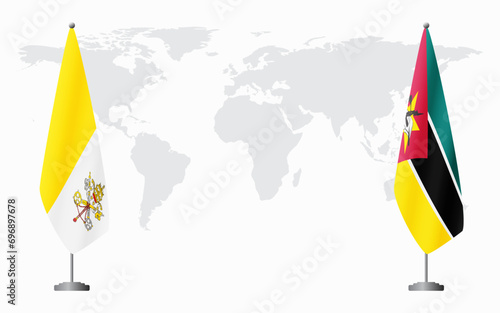 Vatican and Mozambique flags for official meeting