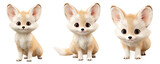 Set of 3d baby fox cartoon multi pose, isolated on transparent or white background