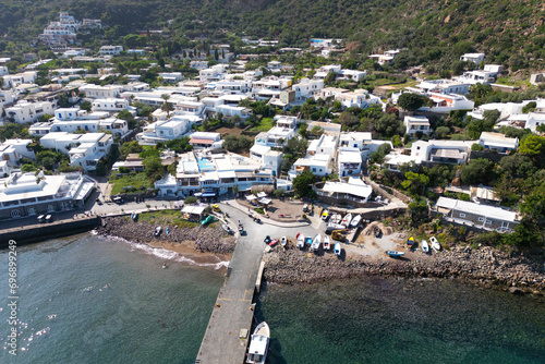 Aerial drone photo of the Italian island named Panarea in the Mediterranean sea photo