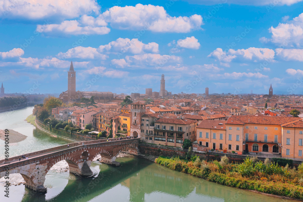 Aerial view of Verona city, Italy	
