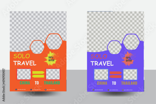Colourful Travel flyer template for travel agency,Leaflet presentation,  layout in A4 size,A4 flyer design template for web,Modern  flyer design vector template.
