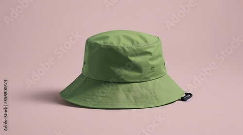 plain green bucket hat mockup on a violet backdrop.