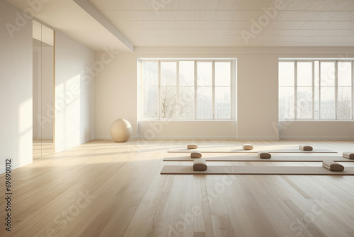 Empty clean design floor house home indoor yoga lifestyle interior nobody background room modern