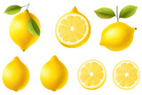 set of lemons on transparent background