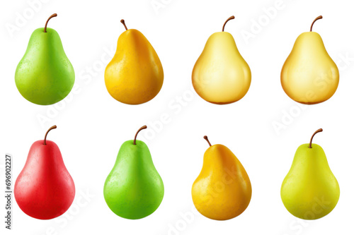 set of pears on transparent background