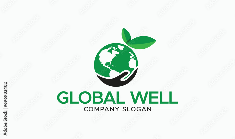 eco friendly global well environmental logo icon 