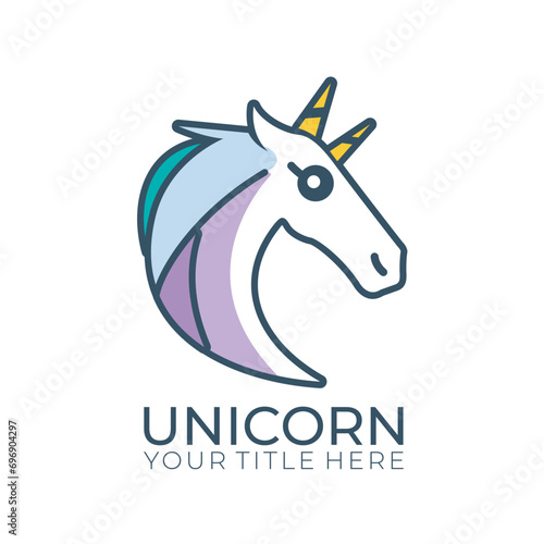 Unicorn logo design vector illustration isolated on white background.